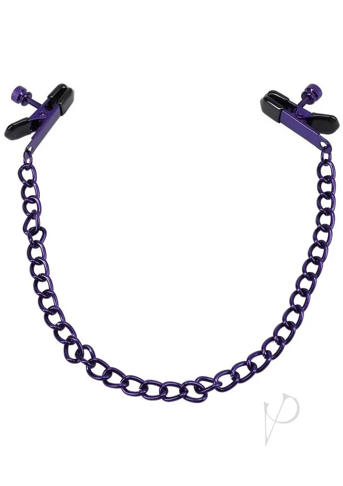 Merci Vibrators Merci Chained Up Nipple Clamps Purple Merci Vibrators Merci Chained Up Nipple Clamps Purple