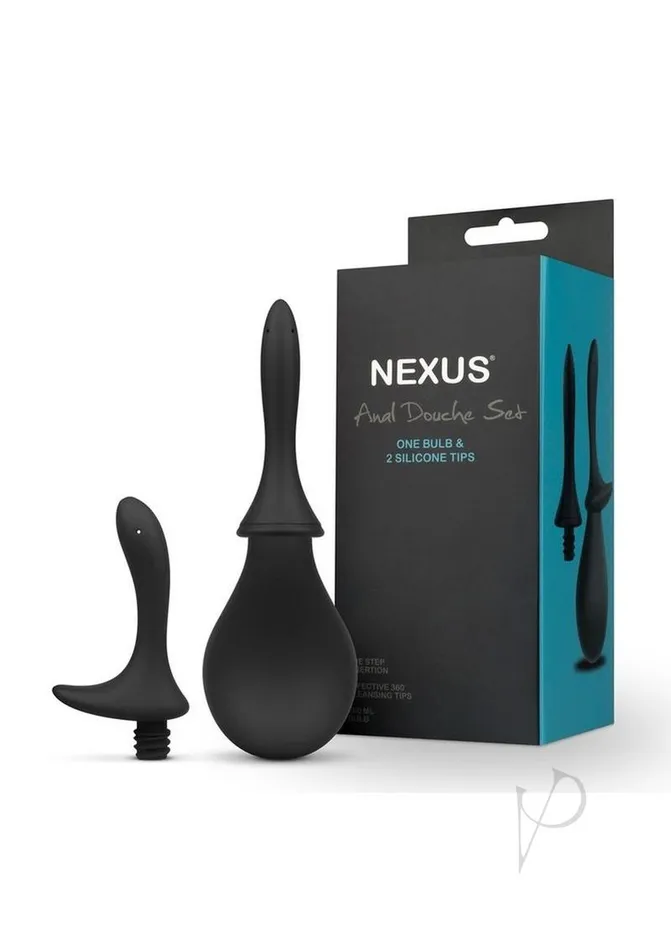 Nexus Anal Douche Set with Silicone Tips Black Nexus Anal