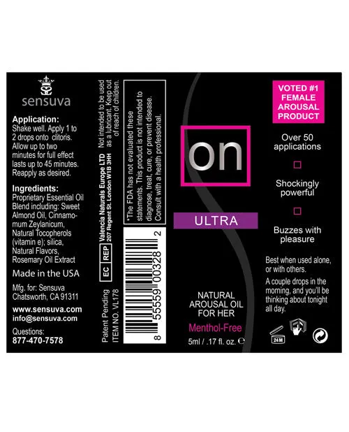 On ON Natural Arousal Oil For Her Ultra 5 ml Bottle Female Sex Toys
