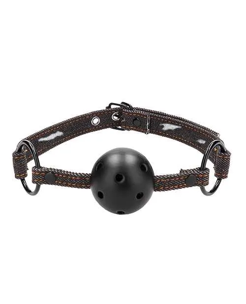 Ouch Anal Shots Ouch Breathable Ball Gag wDenim Straps Black Ouch Anal Shots Ouch Breathable Ball Gag wDenim Straps Black