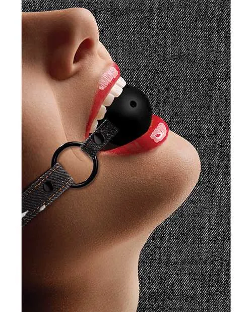 Ouch Anal Shots Ouch Breathable Ball Gag wDenim Straps Black Ouch Anal Shots Ouch Breathable Ball Gag wDenim Straps Black