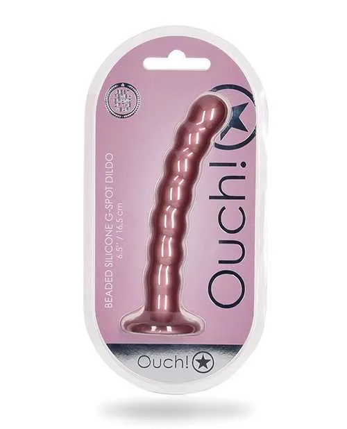 Ouch Beaded GSpot Silicone Dildo 65in Metallic Rose Gold Ouch Female Sex Toys Ouch Beaded GSpot Silicone Dildo 65in Metallic Rose Gold Ouch Female Sex Toys