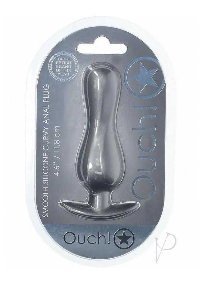 Ouch Curvy Anal Plug Silicone Gun Metal Ouch Male Sex Toys