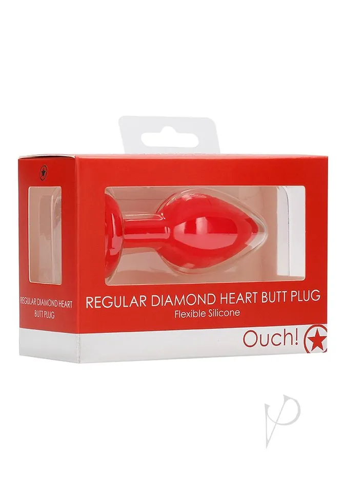 Ouch Diamond Heart Butt Plug Regular Red Ouch Anal