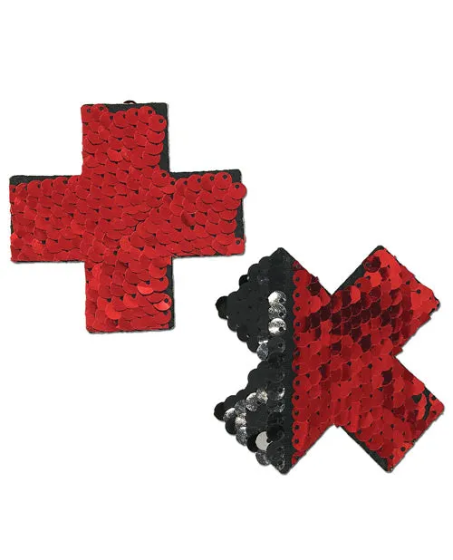 Pastease Anal Pastease Premium Color Changing Flip Sequins Cross RedBlack OS