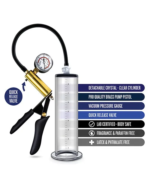 Performance Performance VX6 Vacuum Penis Pump with Brass Pistol and Pressure Gauge 95in Clear Male Sex Toys