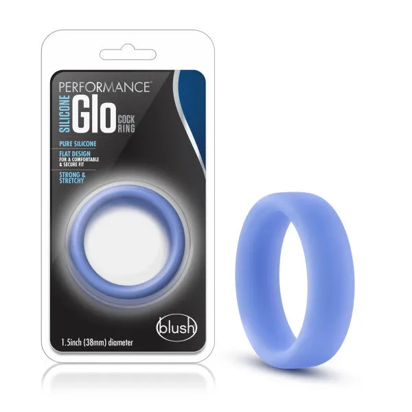 Performance Silicone Glo Cock Ring Blue Glow SimpleeDiscreet Male Sex Toys