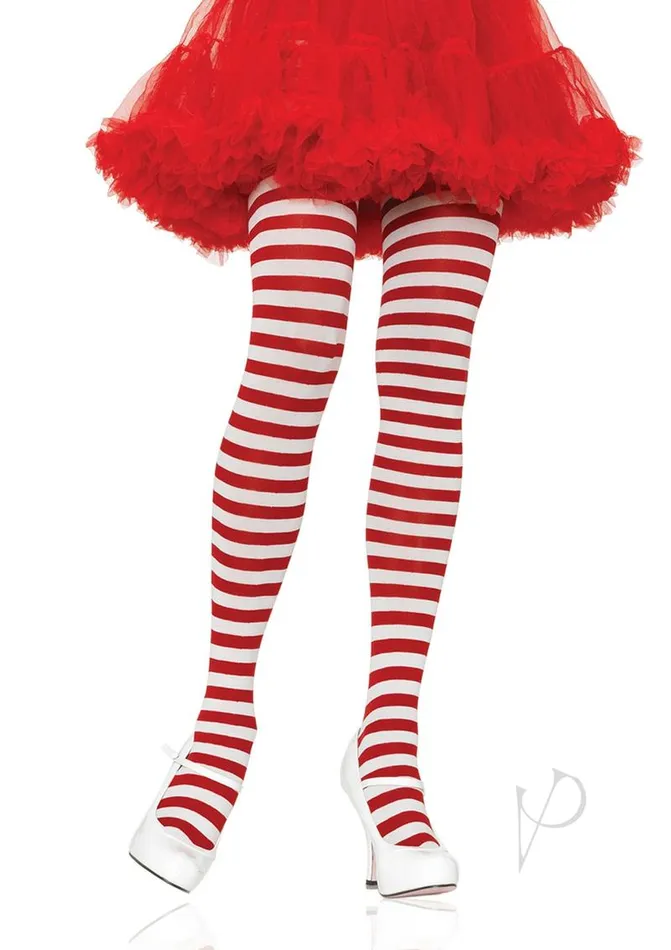 Plus Size Leg Avenue Striped Tights Plus Size WhiteRed Leg Avenue