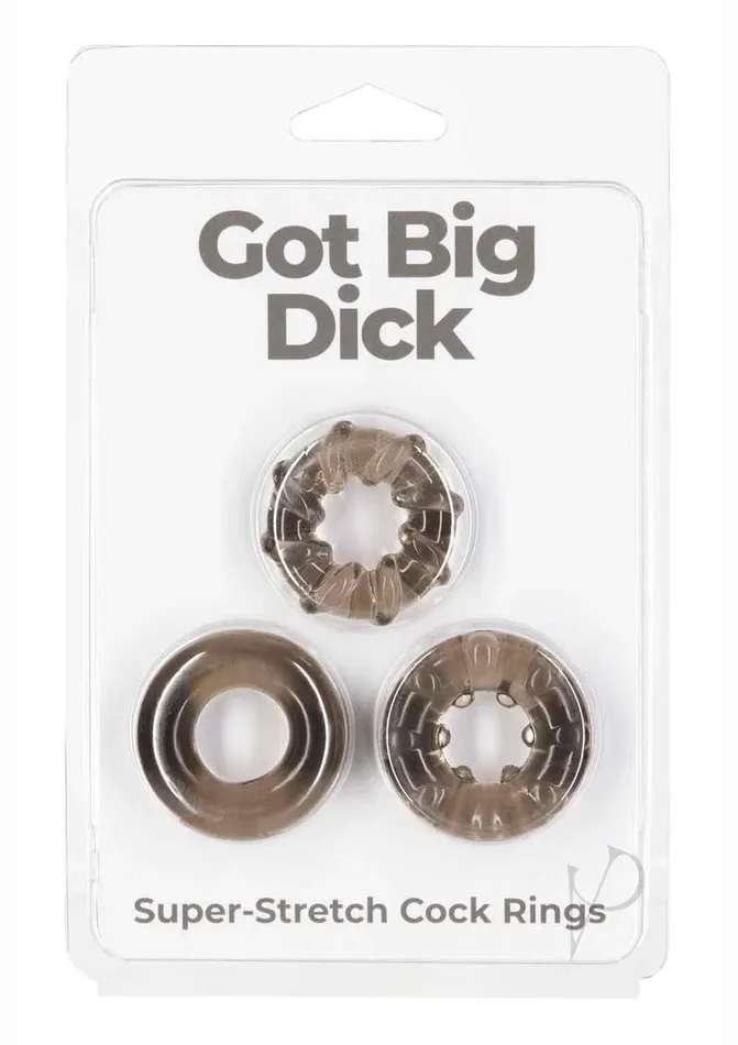 PowerBullet Got Big D Super Stretch Cock Rings 3 pack Black Powerbullet Dildos PowerBullet Got Big D Super Stretch Cock Rings 3 pack Black Powerbullet Dildos