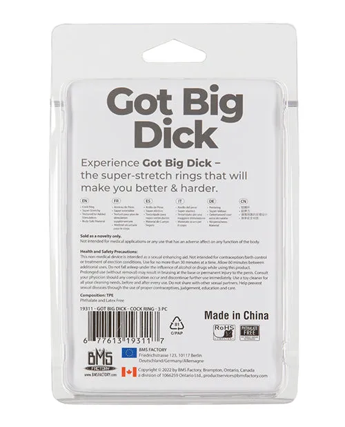 PowerBullet Got Big D Super Stretch Cock Rings 3 pack Black Powerbullet Dildos