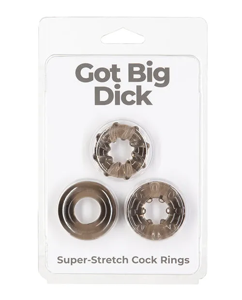 PowerBullet Got Big D Super Stretch Cock Rings 3 pack Black Powerbullet Dildos