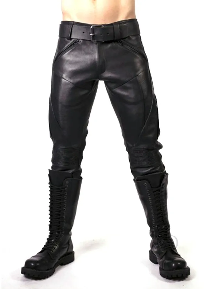 Prowler RED Prowler Leather Jeans 36in Black Prowler Red Restraints