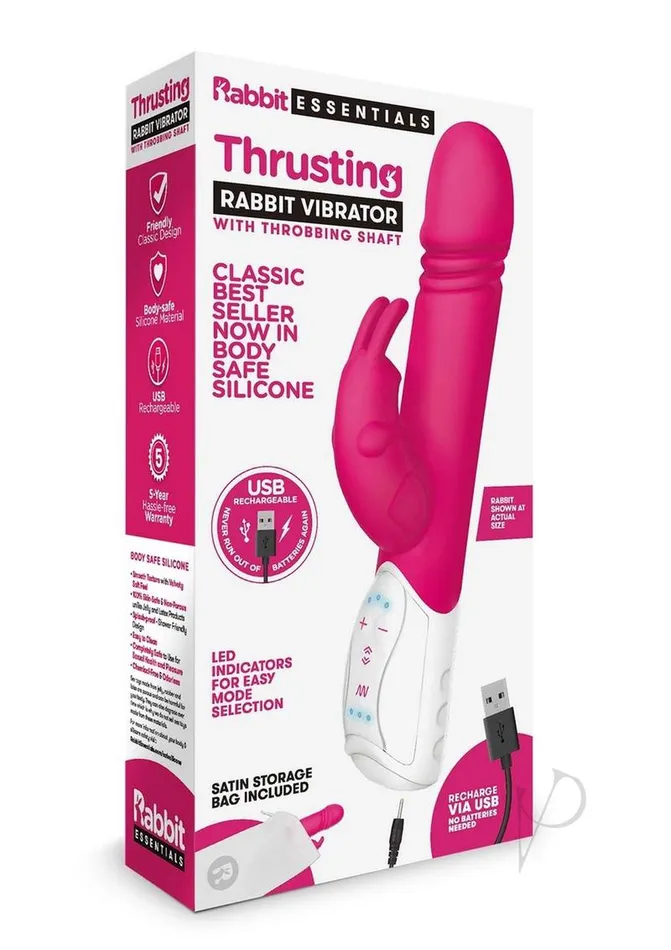 Rabbit Essentials Vibrators Rabbit Essentials Silicone Rechargeable Thrusting Rabbit Vibrator Hot Pink Rabbit Essentials Vibrators Rabbit Essentials Silicone Rechargeable Thrusting Rabbit Vibrator Hot Pink