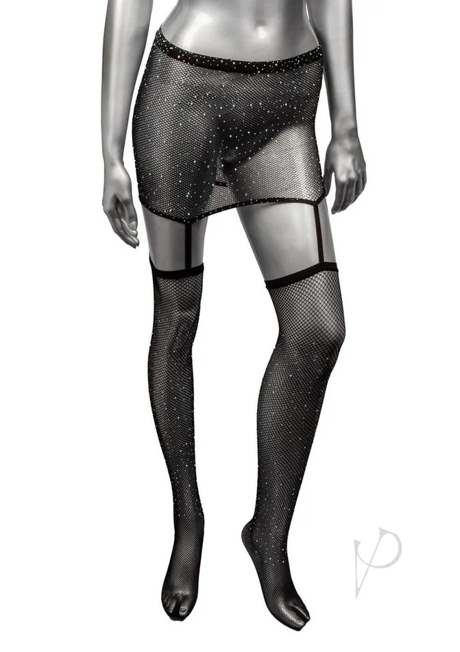 Radiance Radiance One Piece Garter Skirt with Thigh Highs Plus Size Black Plus Size