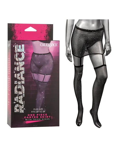 Radiance Radiance One Piece Garter Skirt with Thigh Highs Plus Size Black Plus Size