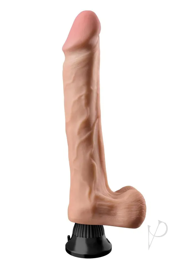 Real Feel Deluxe Dildos Real Feel Deluxe No 12 Wallbanger Vibrating Dildo with Balls Waterproof 12in Vanilla