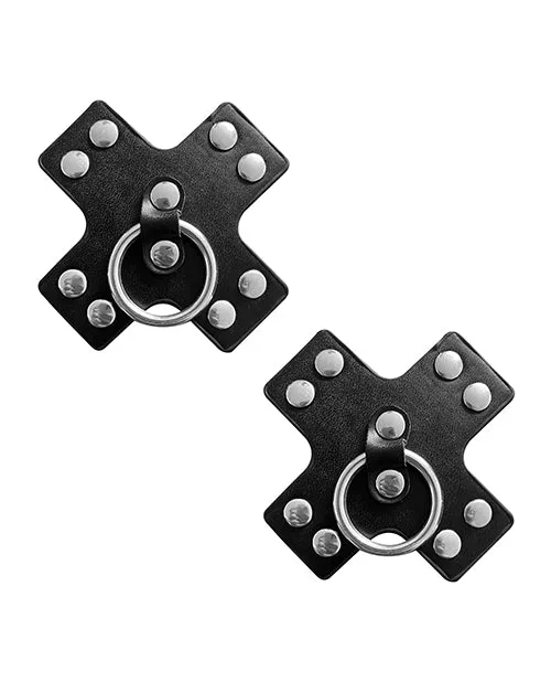 Restraints Neva Nude Neva Nude Burlesque Pierced N Punked Leather Metal X Silicone Reusable Pasties Black OS Restraints Neva Nude Neva Nude Burlesque Pierced N Punked Leather Metal X Silicone Reusable Pasties Black OS