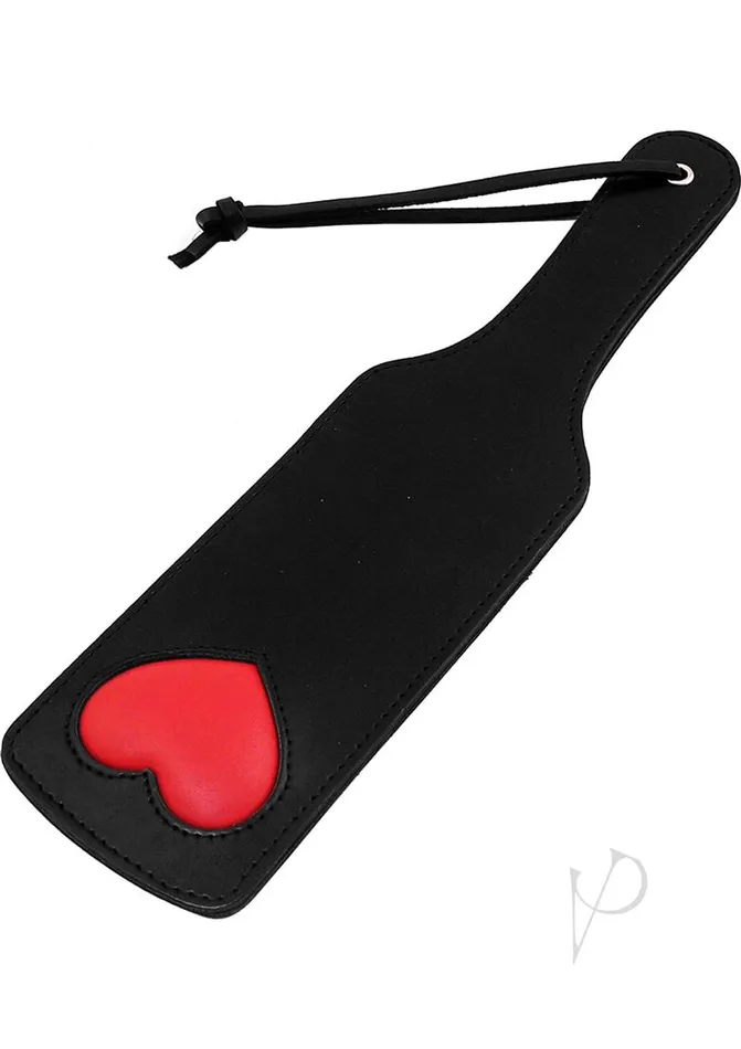 Restraints Rouge Rouge Leather Paddle with Heart Black