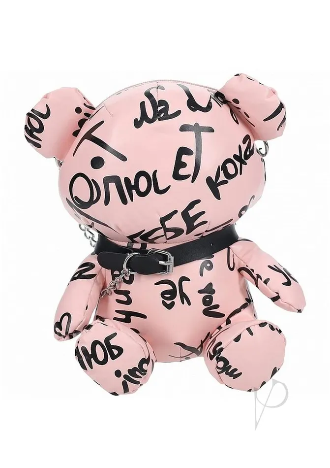 S Line Vibrators SLine Bear Bag Pleather Writing Pink