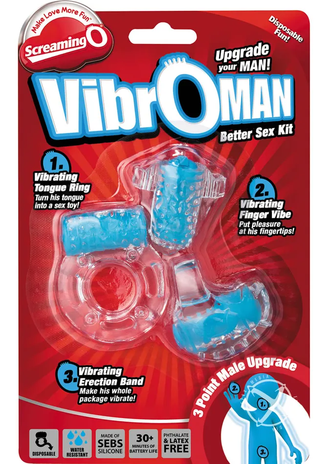 Screaming O VibrOman Better Sex Kit 3 per pack BlueClear Anal