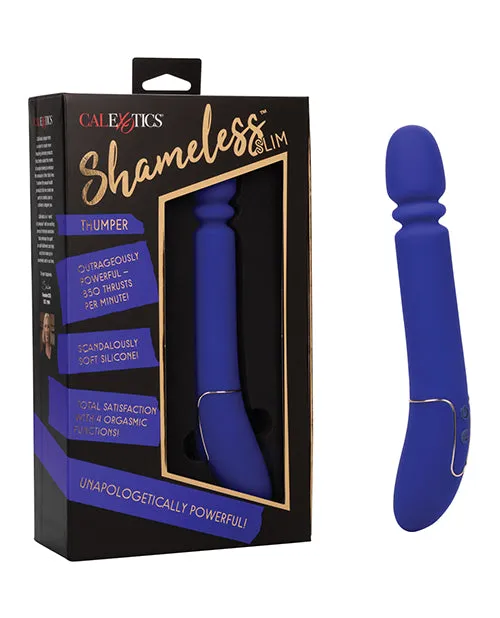 Shameless Shameless Slim Thumper Silicone Rechargeable Thrusting Vibrator Blue Vibrators Shameless Shameless Slim Thumper Silicone Rechargeable Thrusting Vibrator Blue Vibrators