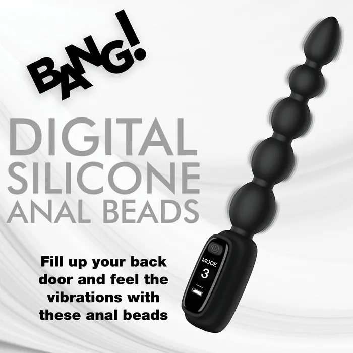 Silicone Anal Beads with Digital Display Bang Male Sex Toys