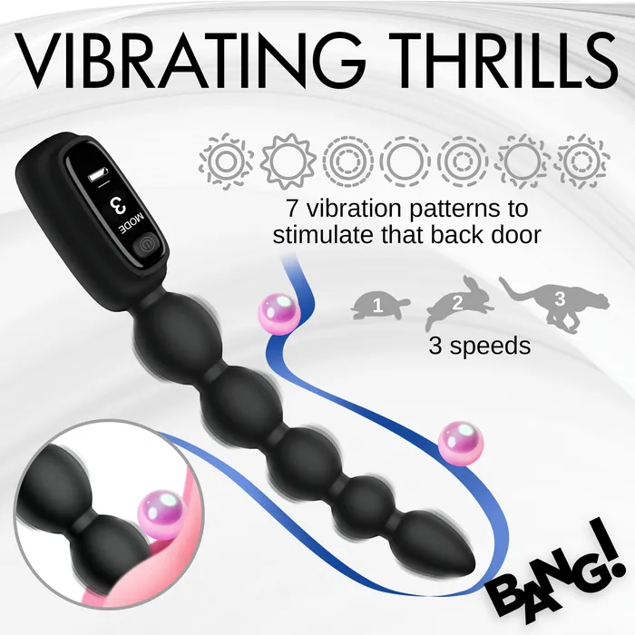 Silicone Anal Beads with Digital Display Bang Male Sex Toys