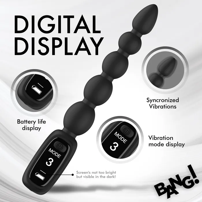 Silicone Anal Beads with Digital Display Bang Male Sex Toys