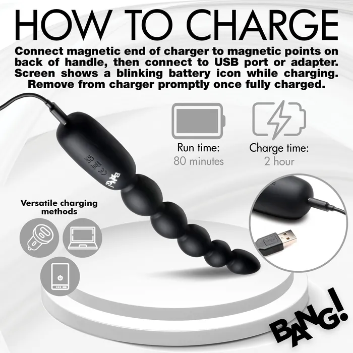 Silicone Anal Beads with Digital Display Bang Male Sex Toys