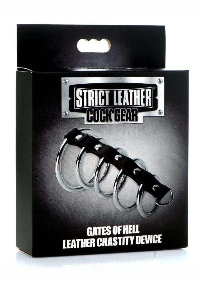 Strict Leather Anal Cock Gear Gates of Hell Chastity Device BlackSilver