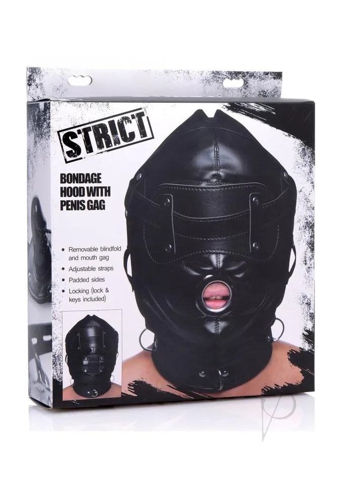 Strict Strict Bondage Hood with Penis Gag Black Couples
