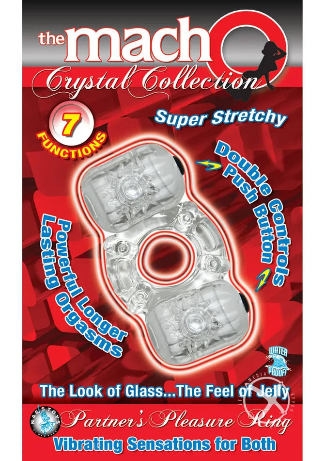The MachO Crystal Collection Partners Pleasure Vibrating Cock Ring Clear Macho Male Sex Toys The MachO Crystal Collection Partners Pleasure Vibrating Cock Ring Clear Macho Male Sex Toys
