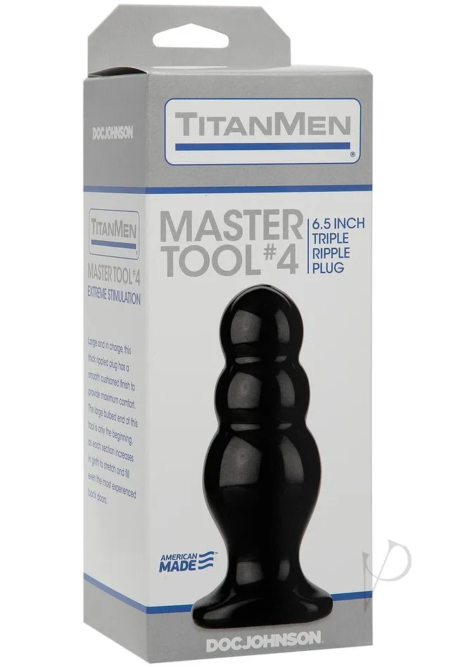 TitanMen Master Tool 4 Triple Ripple Anal Plug 65in Black Titan Men Anal