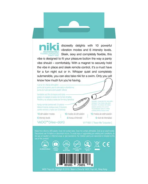 VeDO Niki Rechargeable Panty Vibe Tease Me Turquoise Vedo Vibrators