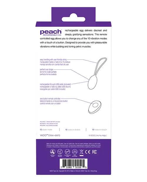 Vedo Vibrators VeDO Peach Rechargeable Egg Vibe Into You Indigo