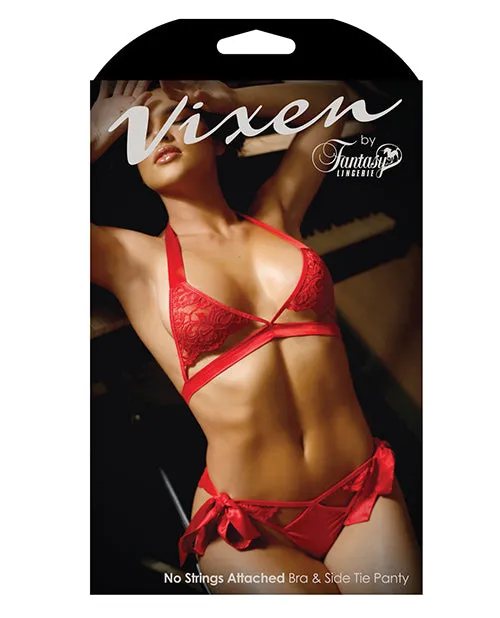 Vixen Cutout Lace Bra Side Tie Panty Red LXL Vixen By Fantasy Lingerie Vibrators Vixen Cutout Lace Bra Side Tie Panty Red LXL Vixen By Fantasy Lingerie Vibrators