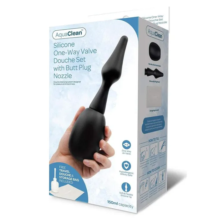 Xgen Products AquaClean Silicone 1Way Valve Douche Set with Butt Plug Nozzle Anal Xgen Products AquaClean Silicone 1Way Valve Douche Set with Butt Plug Nozzle Anal