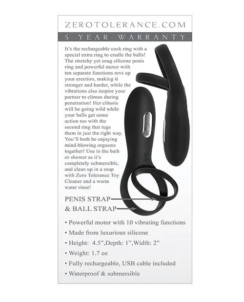 Zero Tolerance The Rechargeable Silicone Torpedo Vibrating Cock Ring Black Zero Tolerance Anal