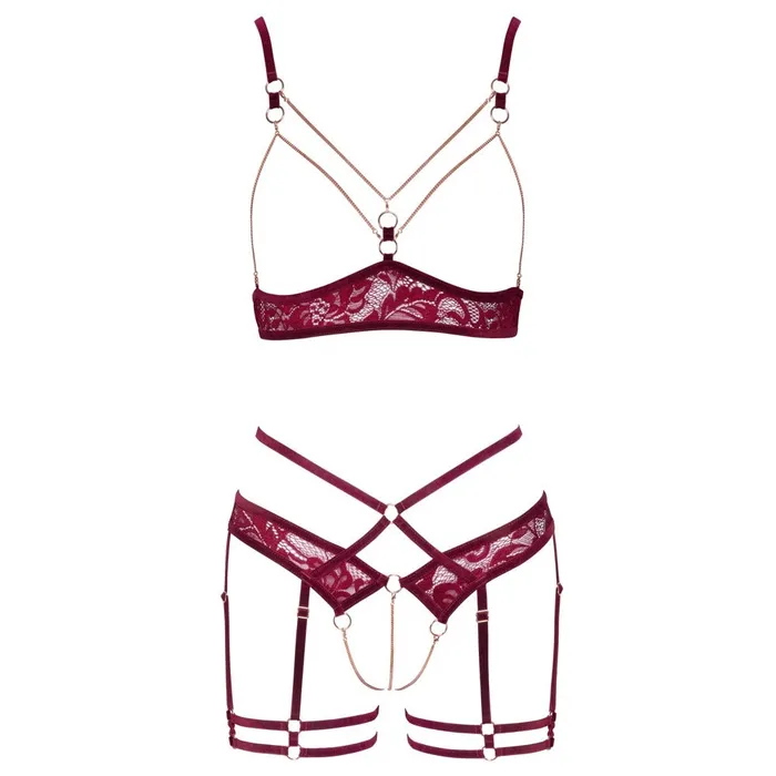 Anal Abierta Fina Abierta Fina Open Red Lace Set