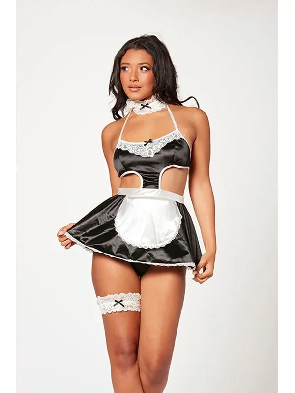 Anal Seven Til Midnight 4 Pc French Maid Costume Dress Thong Panty Lace Choker and Thigh Garter 10393P BLACK OS Anal Seven Til Midnight 4 Pc French Maid Costume Dress Thong Panty Lace Choker and Thigh Garter 10393P BLACK OS