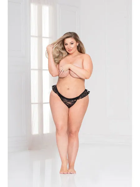 Anal Seven Til Midnight Lace Ruffle Thong 11145X Black 1X2X H