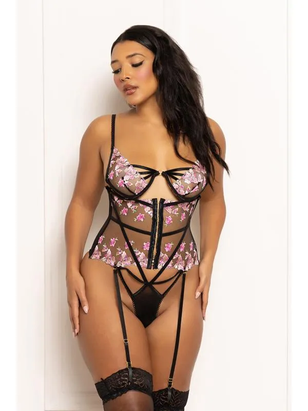 Anal Seven Til Midnight Multicolored Embroidered Floral Galloon Lace Teddy With Underwire STM11649BLACKXL H Anal Seven Til Midnight Multicolored Embroidered Floral Galloon Lace Teddy With Underwire STM11649BLACKXL H