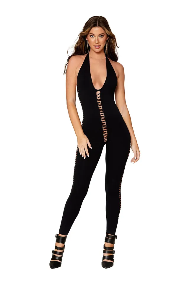Bodystockings Playsuits Dreamgirl Catsuit Bodystocking One Size Black