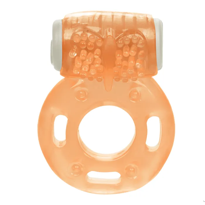 CalExotics Male Sex Toys Foil Pack Vibrating Ring Orange