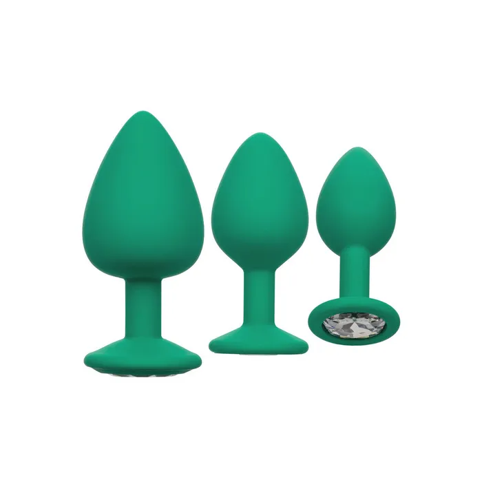 Cheeky Gems Butt Plugs 3 Piece Set Green California Exotic Anal