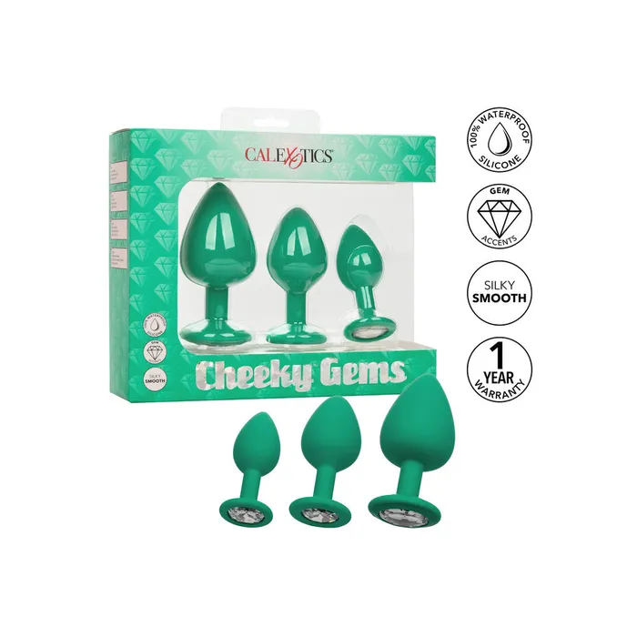 Cheeky Gems Butt Plugs 3 Piece Set Green California Exotic Anal