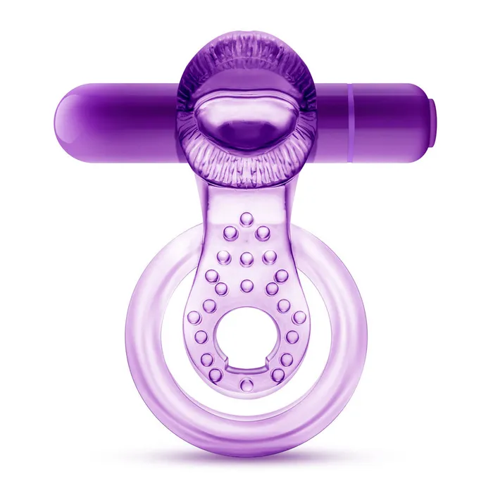 Couples Blush Play With Me Lick It Vibrating Double Strap Cockring Purple