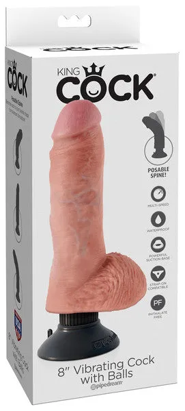 Dildos Pipedream Products King Cock 8 in Vibrating Cock with Balls Flesh