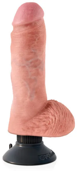 Dildos Pipedream Products King Cock 8 in Vibrating Cock with Balls Flesh