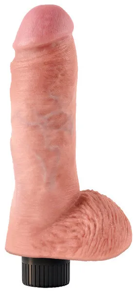 Dildos Pipedream Products King Cock 8 in Vibrating Cock with Balls Flesh